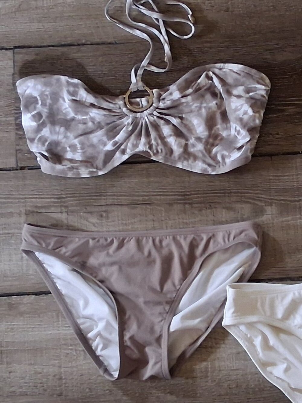 new Michael Kors Bikini 3 PC Set Tie Dye Strapless Medium Small